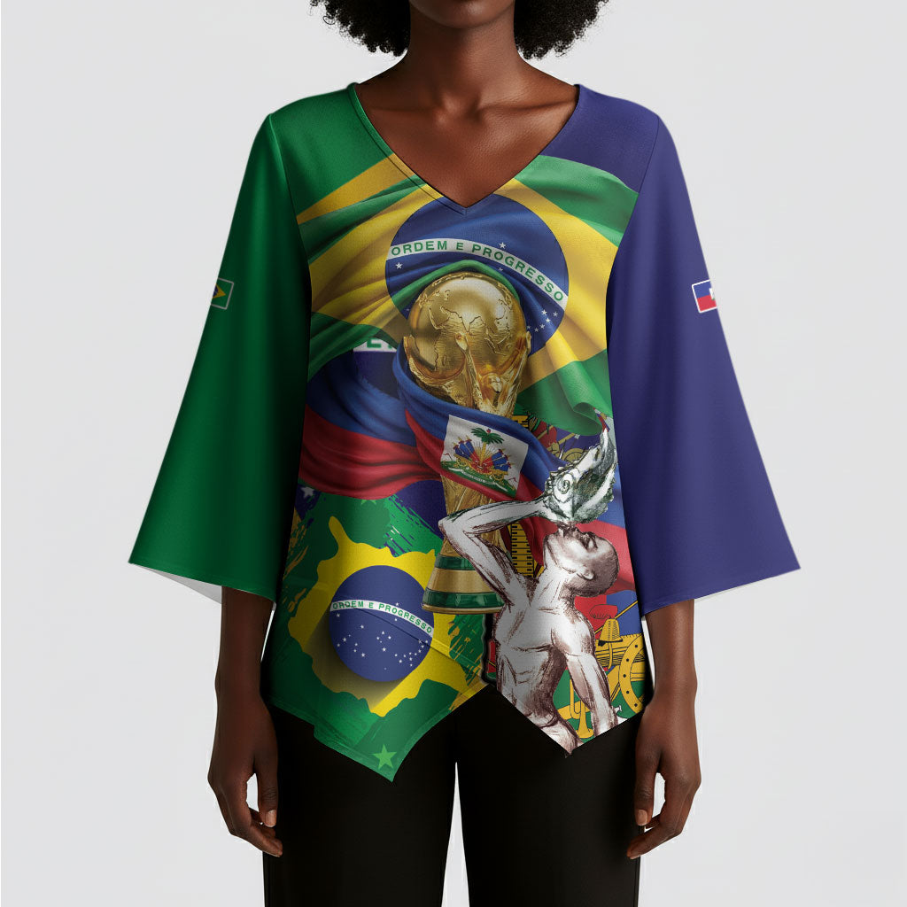 Personalized Brazil Haiti 2026 World Football Kimono Sleeve Blouse Come On Boys