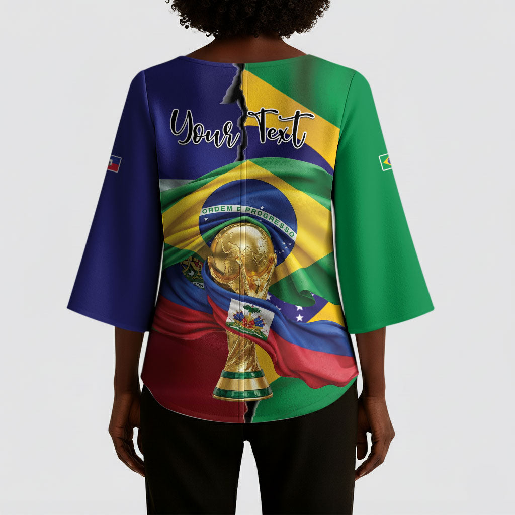 Personalized Brazil Haiti 2026 World Football Kimono Sleeve Blouse Come On Boys