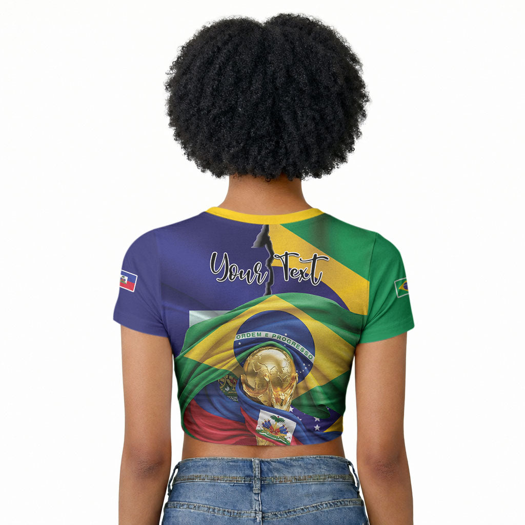 Personalized Brazil Haiti 2026 World Football Raglan Cropped T shirt Come On Boys