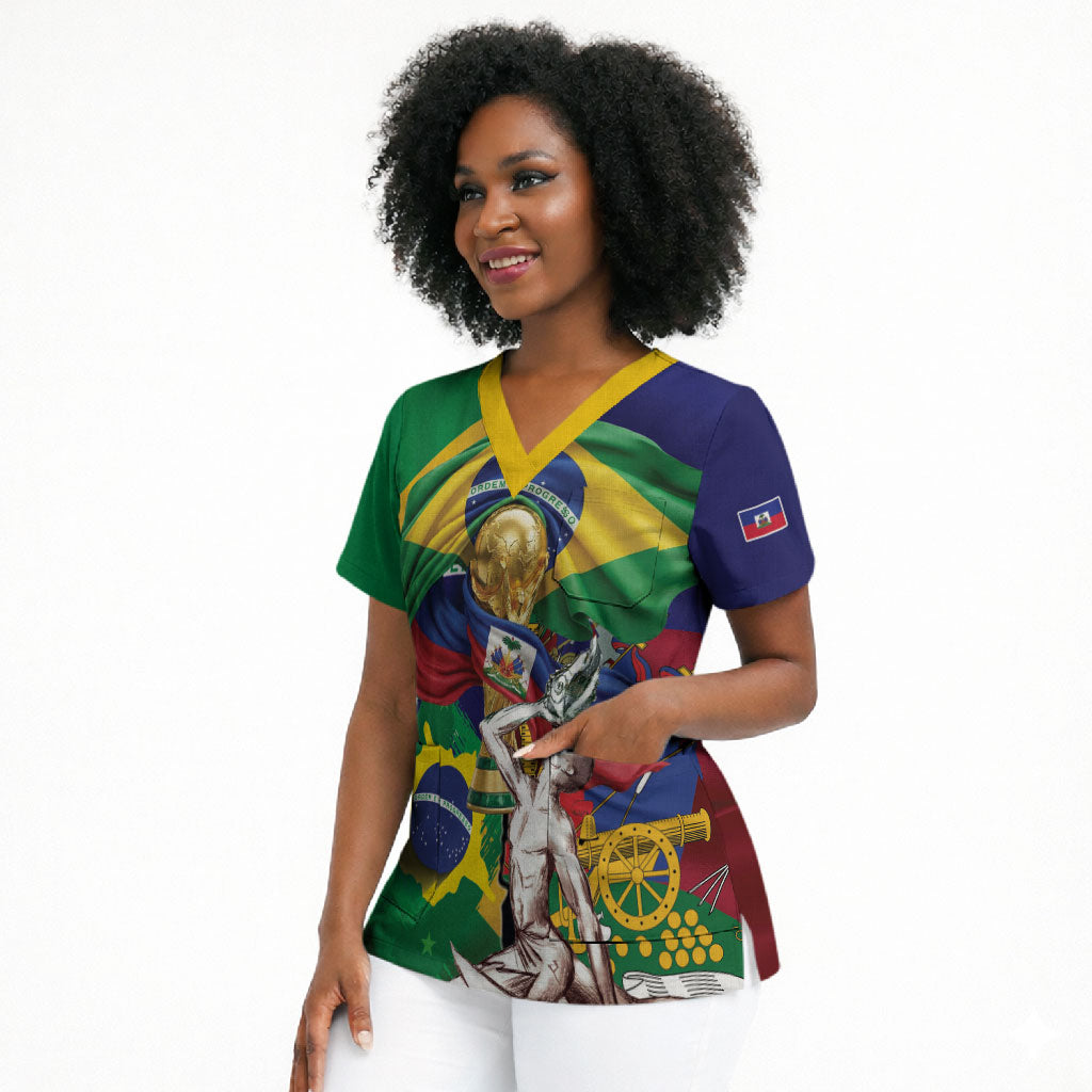 Personalized Brazil Haiti 2026 World Football Scrub Top Come On Boys