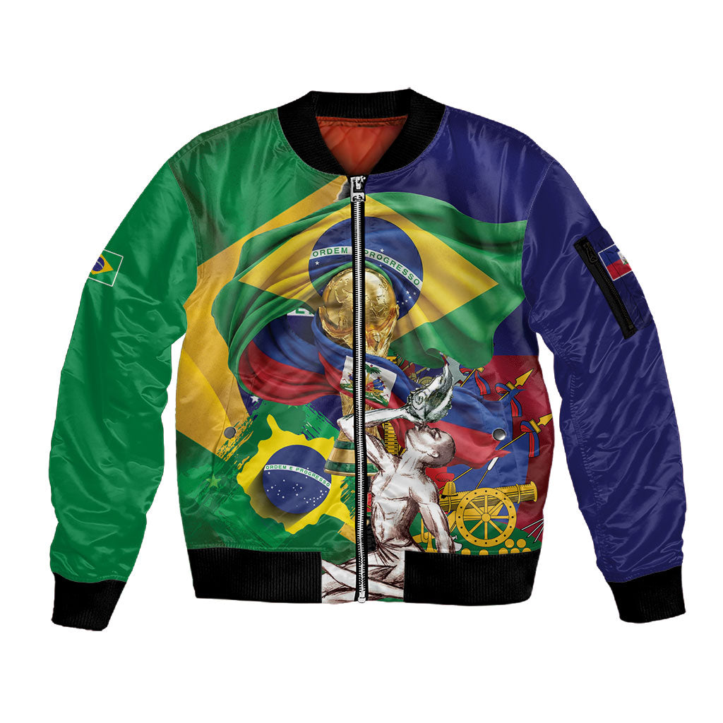 Personalized Brazil Haiti 2026 World Football Sleeve Zip Bomber Jacket Come On Boys