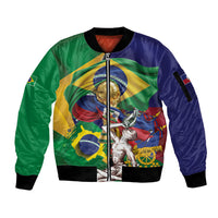 Personalized Brazil Haiti 2026 World Football Sleeve Zip Bomber Jacket Come On Boys