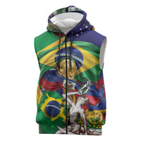 Personalized Brazil Haiti 2026 World Football Sleeveless Zip Hoodie Come On Boys
