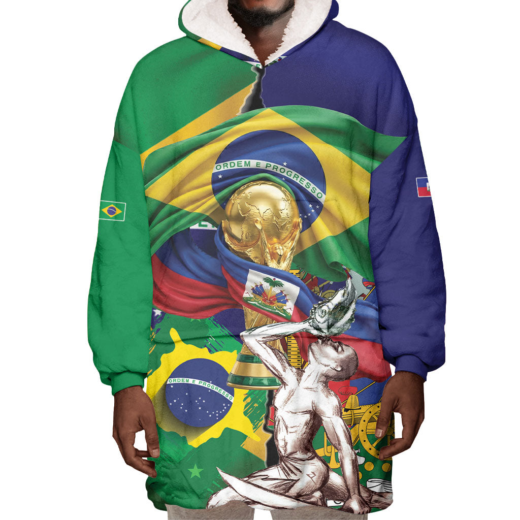 Personalized Brazil Haiti 2026 World Football Wearable Blanket Hoodie Come On Boys