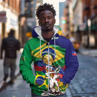 Personalized Brazil Haiti 2026 World Football Zip Hoodie Come On Boys