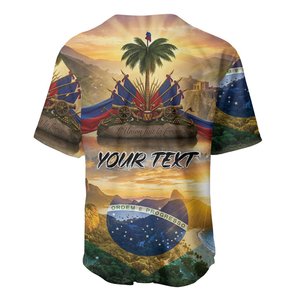 Personalized Brazil Haiti Baseball Jersey Heritage Landscape