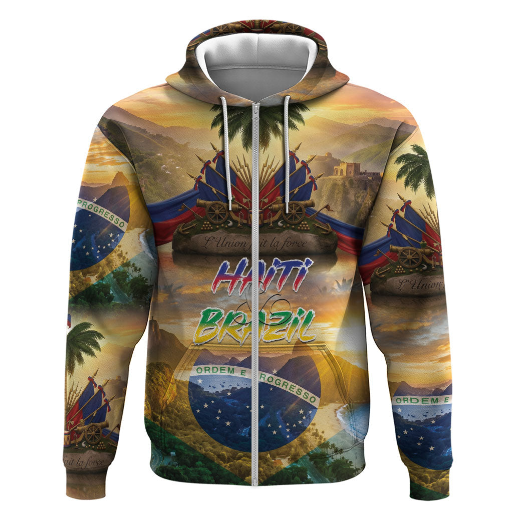 Personalized Brazil Haiti Hoodie Heritage Landscape