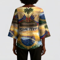 Personalized Brazil Haiti Kimono Sleeve Blouse Heritage Landscape