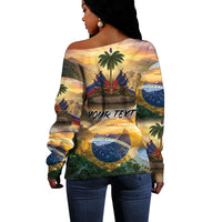 Personalized Brazil Haiti Off Shoulder Sweater Heritage Landscape