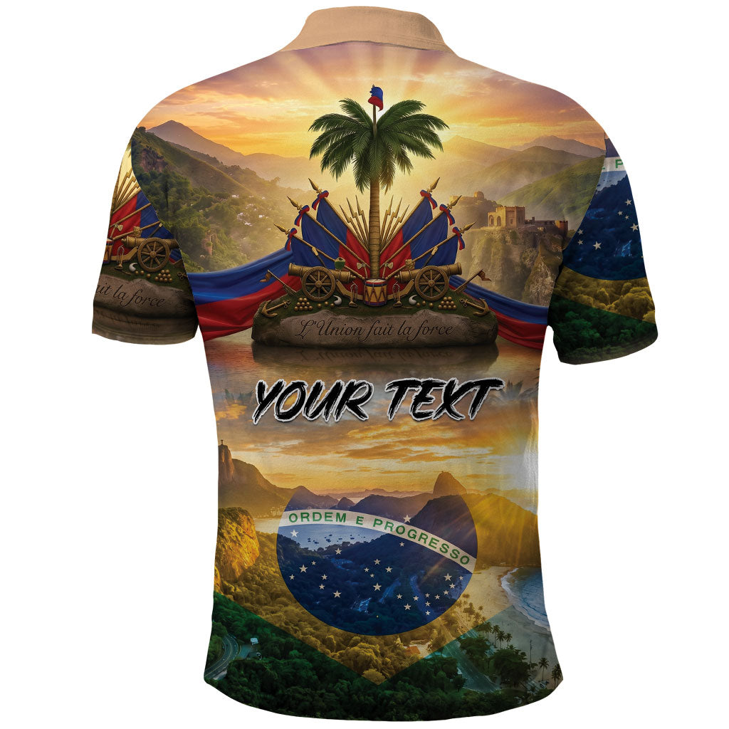 Personalized Brazil Haiti Polo Shirt Heritage Landscape