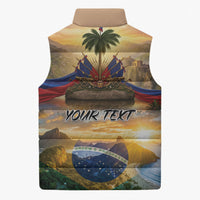 Personalized Brazil Haiti Sleeveless Puffer Jacket Heritage Landscape