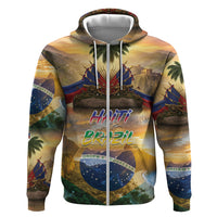 Personalized Brazil Haiti Zip Hoodie Heritage Landscape