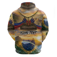 Personalized Brazil Haiti Zip Hoodie Heritage Landscape