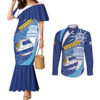 Uruguay 2024 Football Champions Couples Matching Mermaid Dress and Long Sleeve Button Shirt Vamos La Celeste