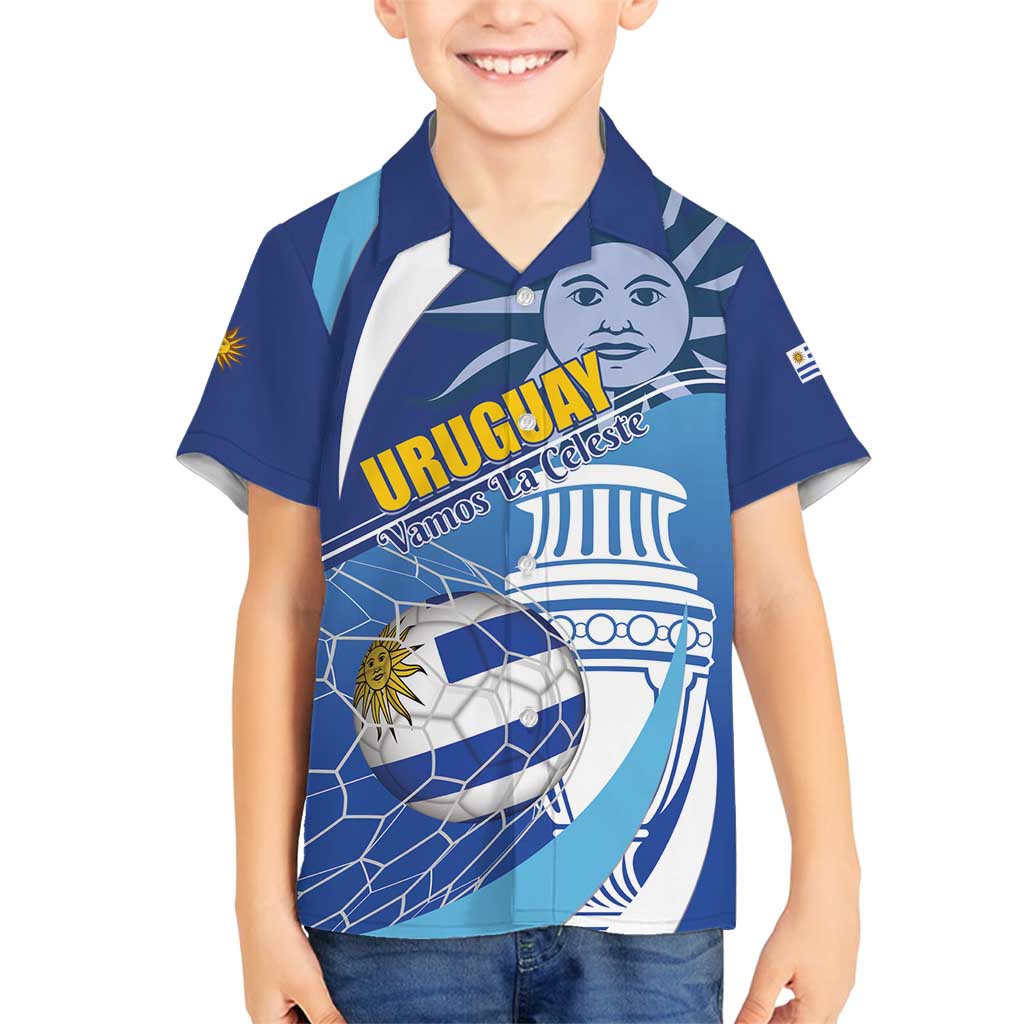 Uruguay 2024 Football Champions Family Matching Off Shoulder Maxi Dress and Hawaiian Shirt Vamos La Celeste - Wonder Print Shop