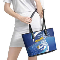 Uruguay 2024 Football Champions Leather Tote Bag Vamos La Celeste - Wonder Print Shop