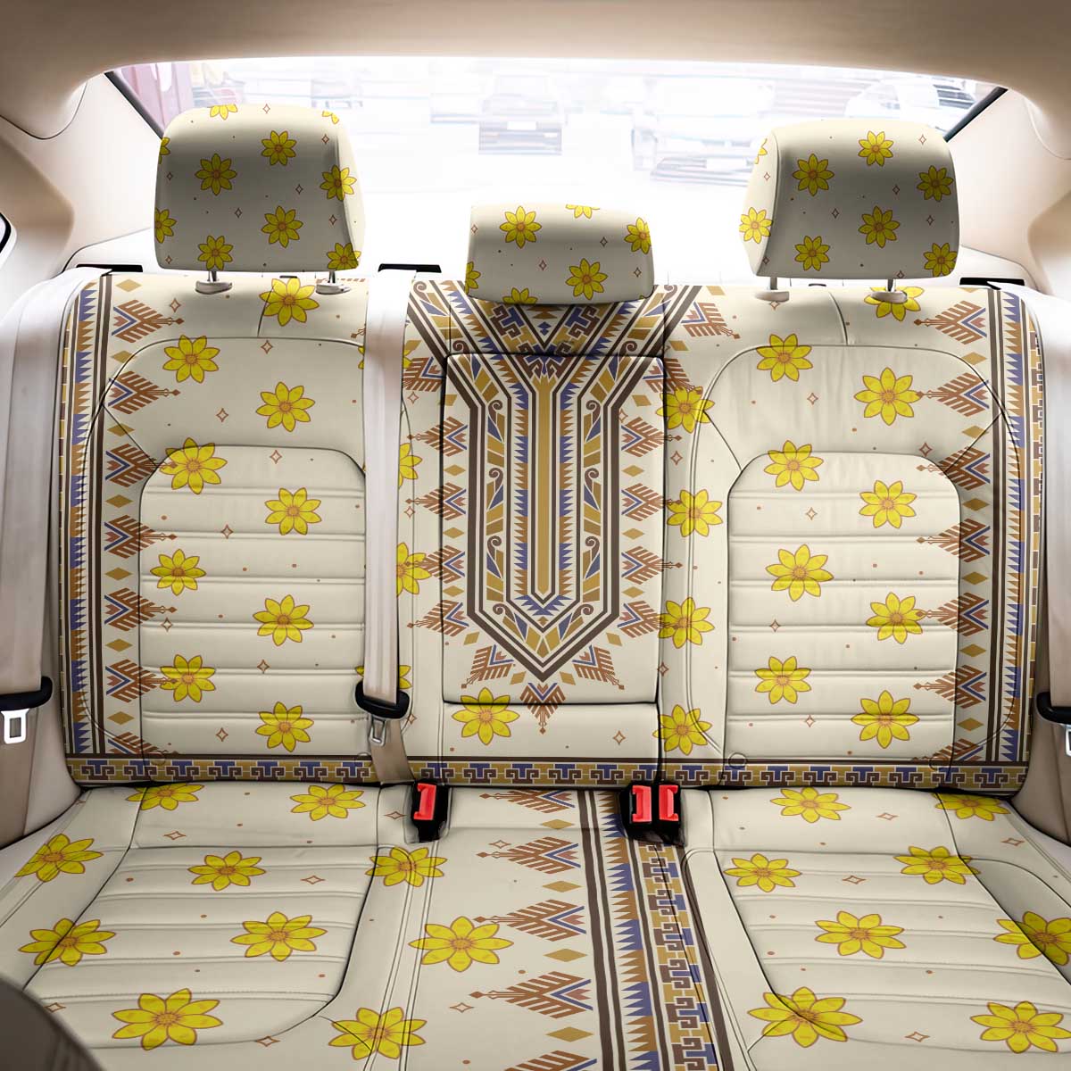 Enkutatash Dashiki Adey Abeba Pattern Back Car Seat Cover - Wonder Print Shop
