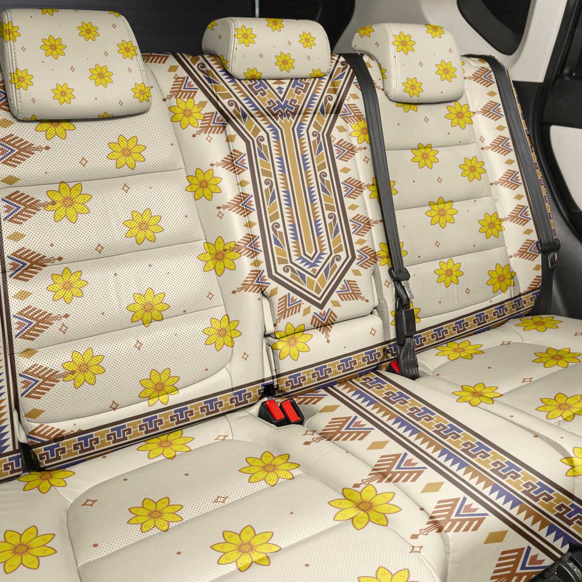Enkutatash Dashiki Adey Abeba Pattern Back Car Seat Cover - Wonder Print Shop