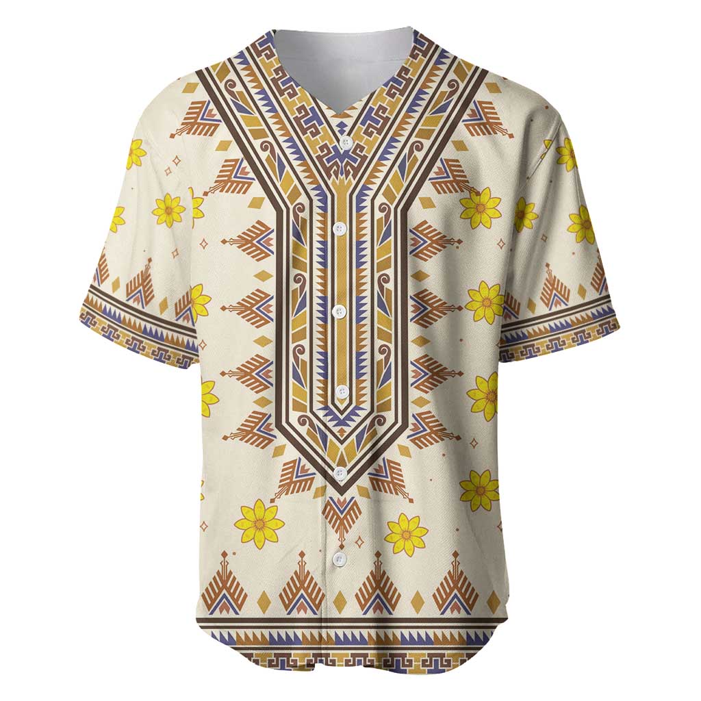 Enkutatash Dashiki Adey Abeba Pattern Baseball Jersey - Wonder Print Shop