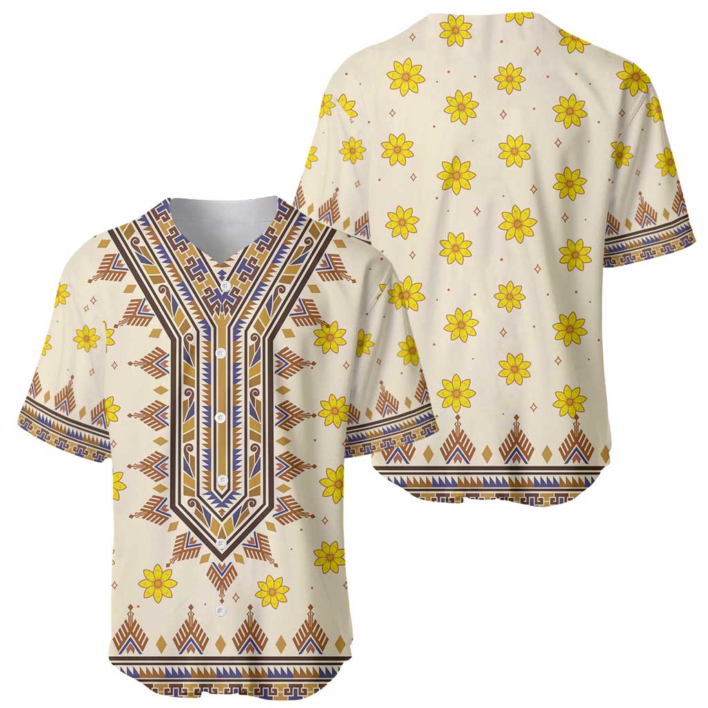 Enkutatash Dashiki Adey Abeba Pattern Baseball Jersey - Wonder Print Shop