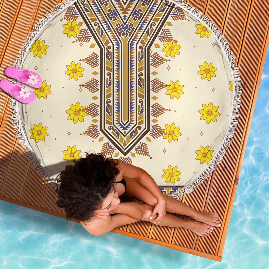 Enkutatash Dashiki Adey Abeba Pattern Beach Blanket - Wonder Print Shop