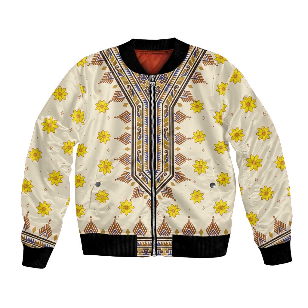 Enkutatash Dashiki Adey Abeba Pattern Bomber Jacket - Wonder Print Shop