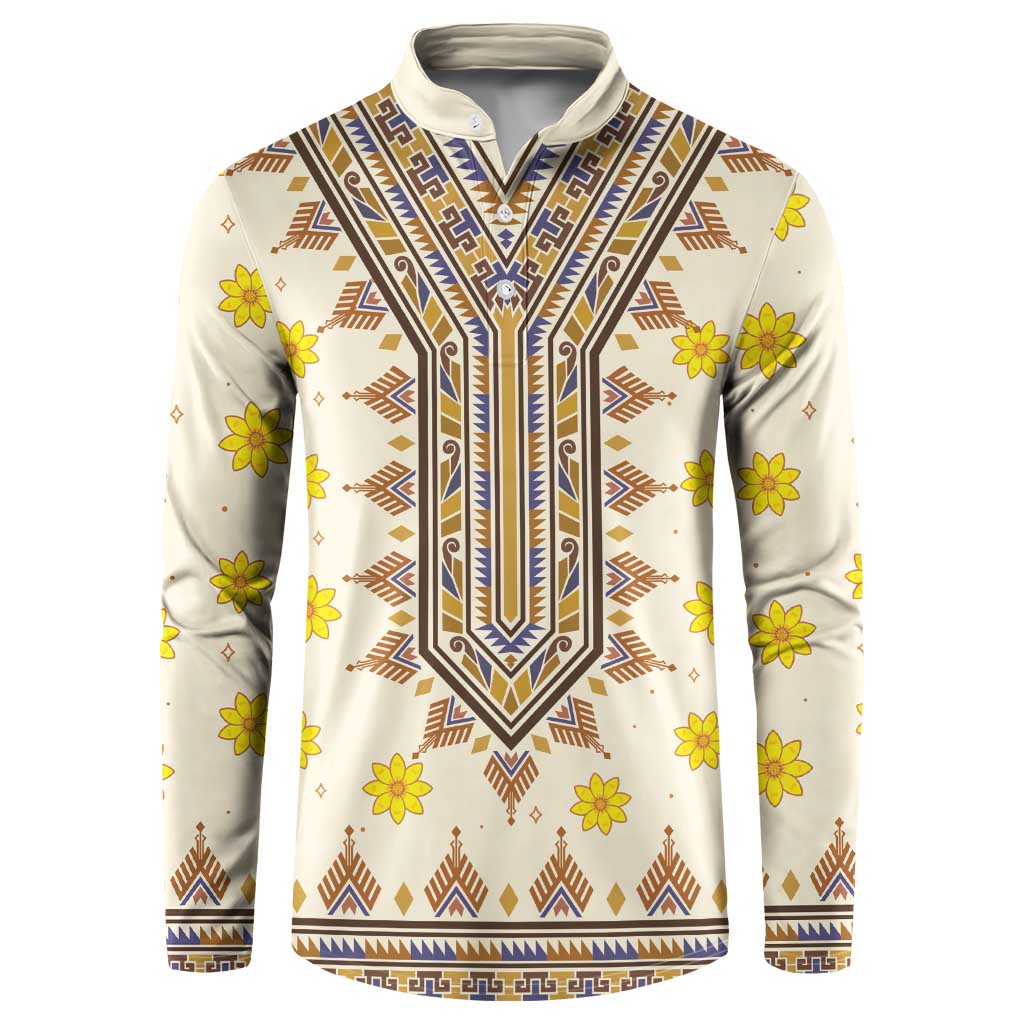 Enkutatash Dashiki Adey Abeba Pattern Button Sweatshirt - Wonder Print Shop