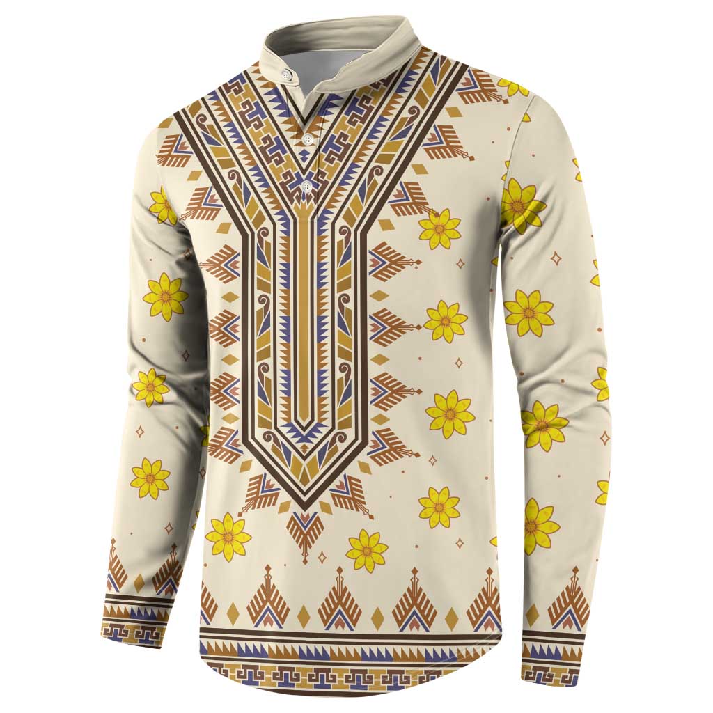Enkutatash Dashiki Adey Abeba Pattern Button Sweatshirt - Wonder Print Shop