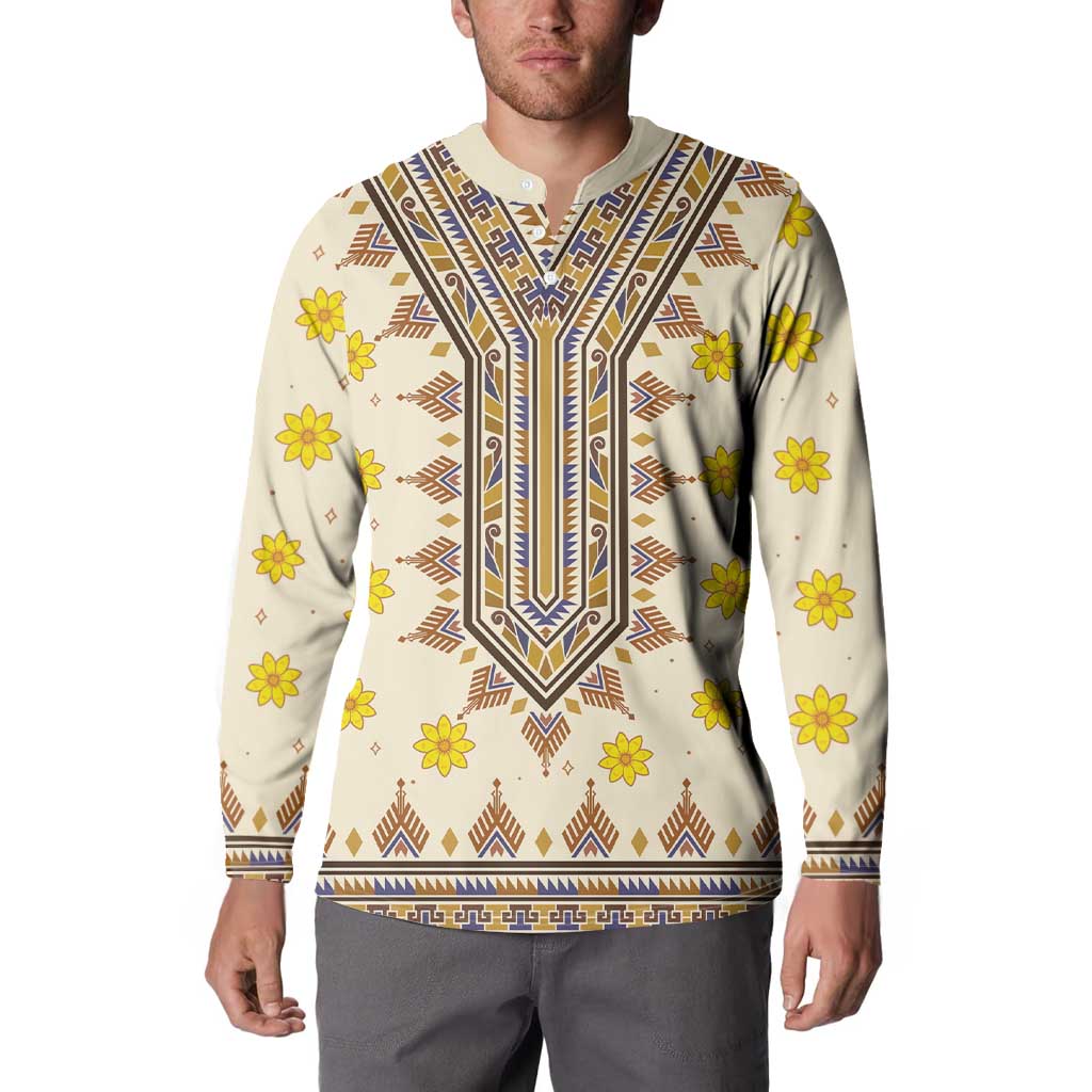 Enkutatash Dashiki Adey Abeba Pattern Button Sweatshirt - Wonder Print Shop