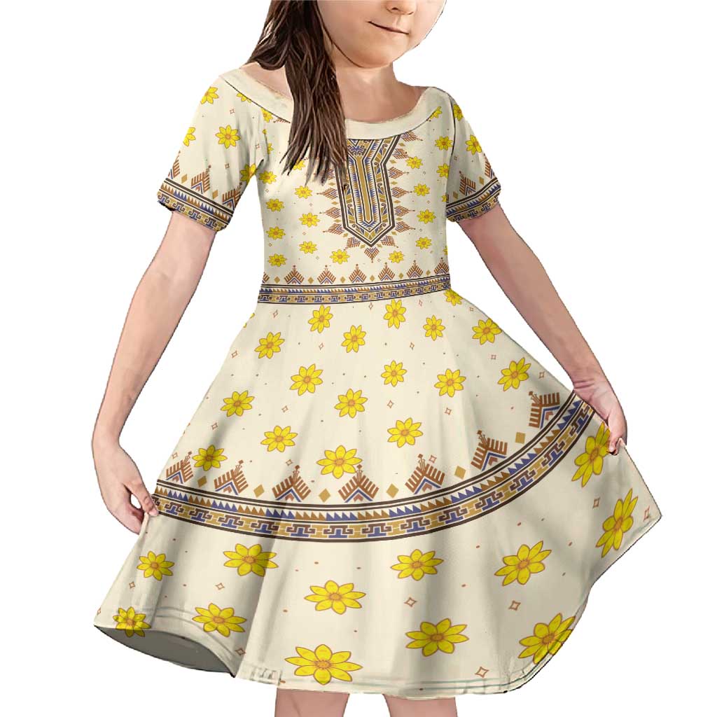 Enkutatash Dashiki Adey Abeba Pattern Family Matching Mermaid Dress and Hawaiian Shirt - Wonder Print Shop