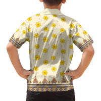 Enkutatash Dashiki Adey Abeba Pattern Family Matching Off Shoulder Short Dress and Hawaiian Shirt - Wonder Print Shop