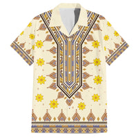 Enkutatash Dashiki Adey Abeba Pattern Family Matching Off Shoulder Short Dress and Hawaiian Shirt - Wonder Print Shop