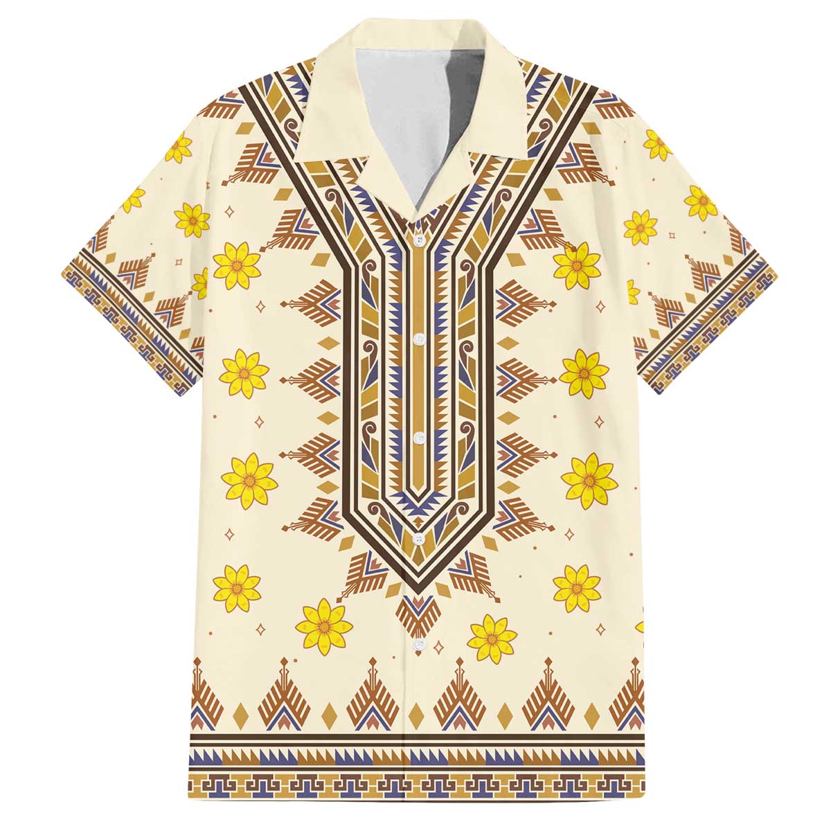 Enkutatash Dashiki Adey Abeba Pattern Family Matching Puletasi and Hawaiian Shirt - Wonder Print Shop