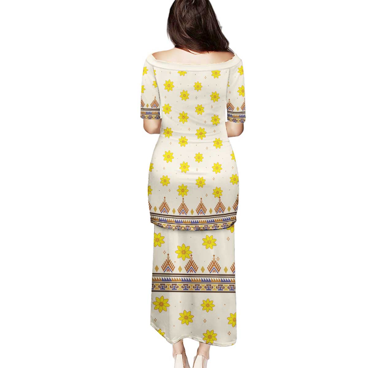 Enkutatash Dashiki Adey Abeba Pattern Family Matching Puletasi and Hawaiian Shirt - Wonder Print Shop