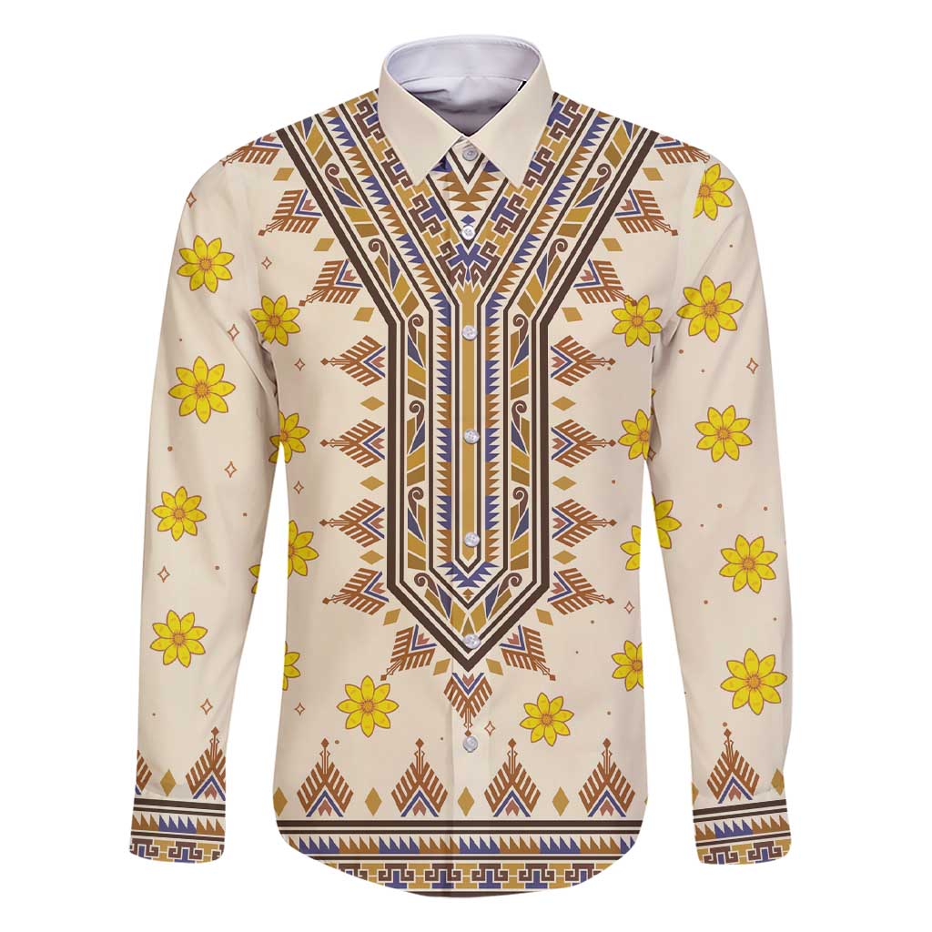 Enkutatash Dashiki Adey Abeba Pattern Family Matching Short Sleeve Bodycon Dress and Hawaiian Shirt - Wonder Print Shop