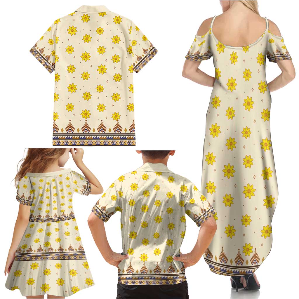 Enkutatash Dashiki Adey Abeba Pattern Family Matching Summer Maxi Dress and Hawaiian Shirt - Wonder Print Shop