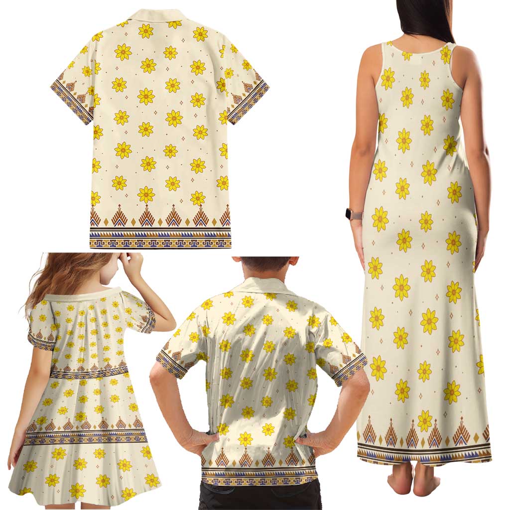 Enkutatash Dashiki Adey Abeba Pattern Family Matching Tank Maxi Dress and Hawaiian Shirt - Wonder Print Shop