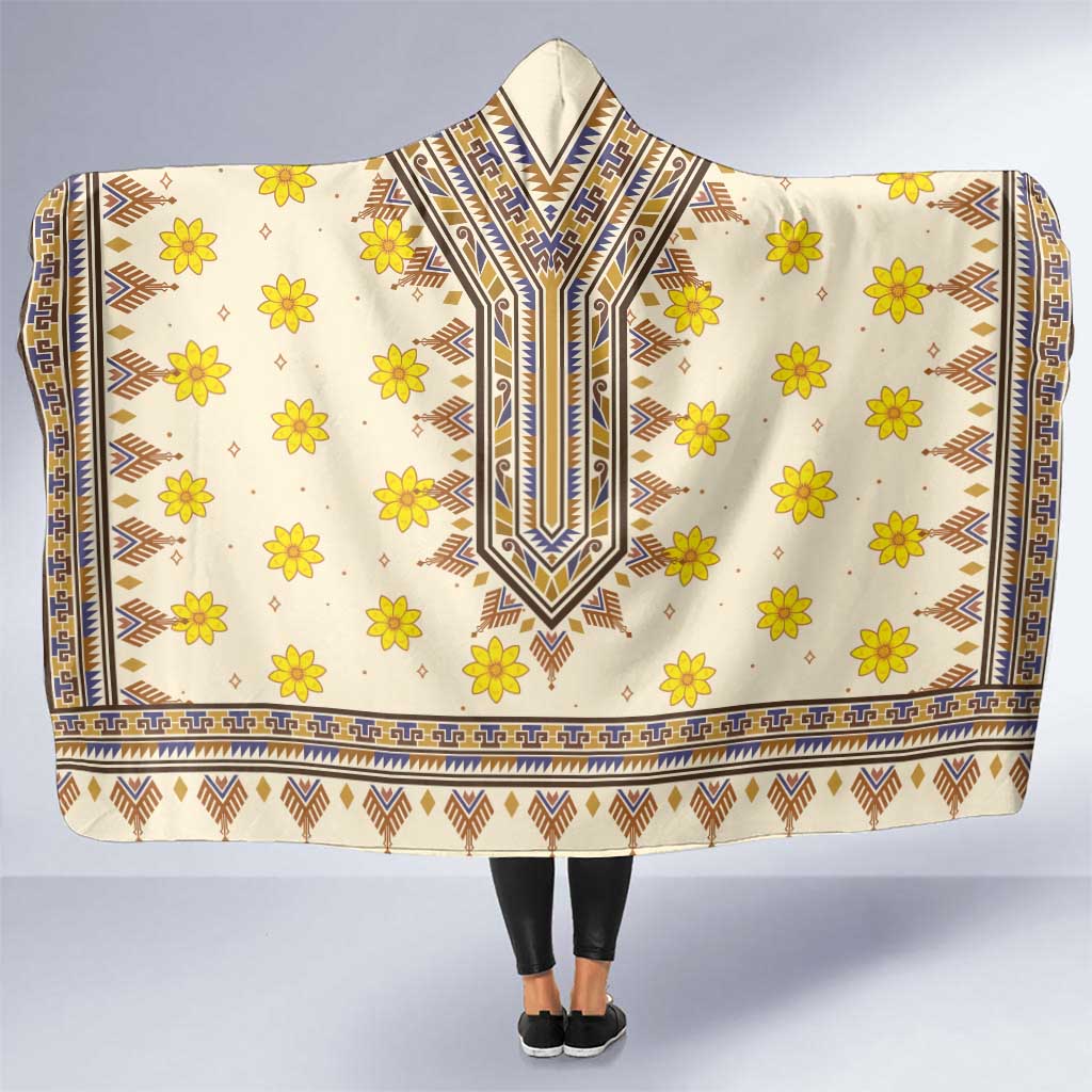Enkutatash Dashiki Adey Abeba Pattern Hooded Blanket