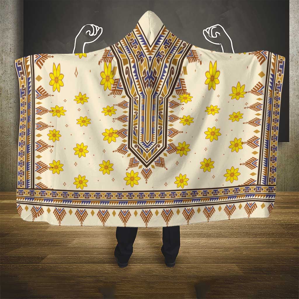 Enkutatash Dashiki Adey Abeba Pattern Hooded Blanket