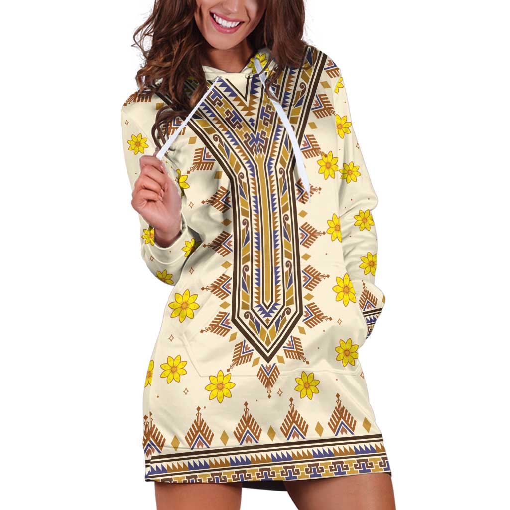 Enkutatash Dashiki Adey Abeba Pattern Hoodie Dress - Wonder Print Shop