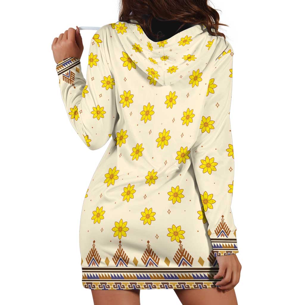 Enkutatash Dashiki Adey Abeba Pattern Hoodie Dress - Wonder Print Shop