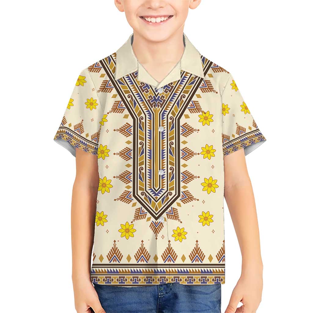 Enkutatash Dashiki Adey Abeba Pattern Kid Hawaiian Shirt - Wonder Print Shop