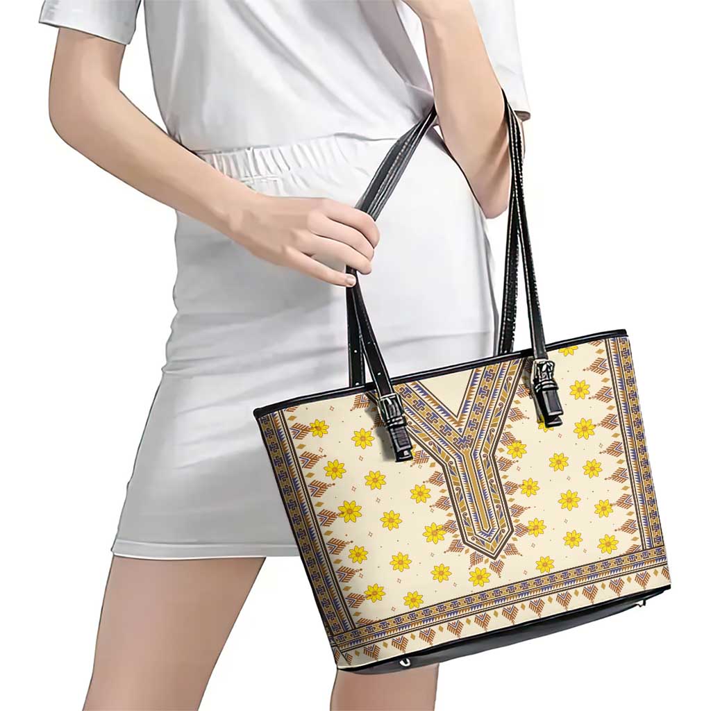 Enkutatash Dashiki Adey Abeba Pattern Leather Tote Bag - Wonder Print Shop