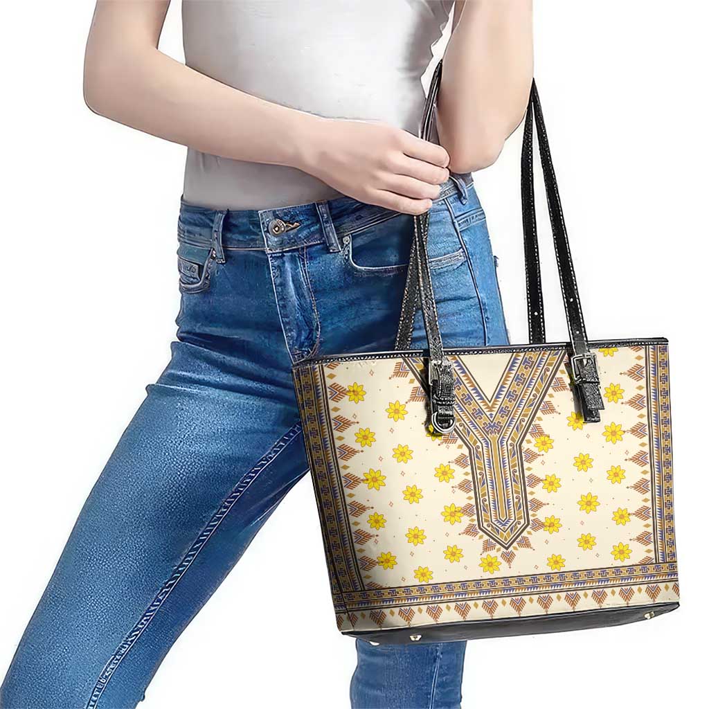Enkutatash Dashiki Adey Abeba Pattern Leather Tote Bag - Wonder Print Shop