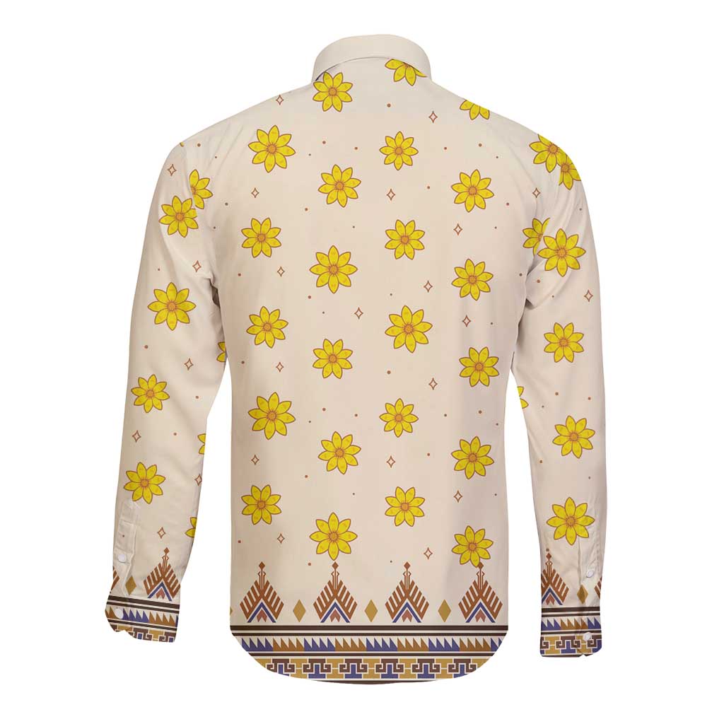 Enkutatash Dashiki Adey Abeba Pattern Long Sleeve Button Shirt - Wonder Print Shop