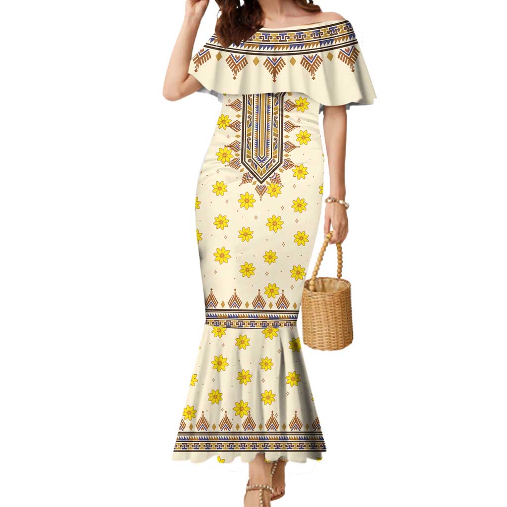 Enkutatash Dashiki Adey Abeba Pattern Mermaid Dress - Wonder Print Shop