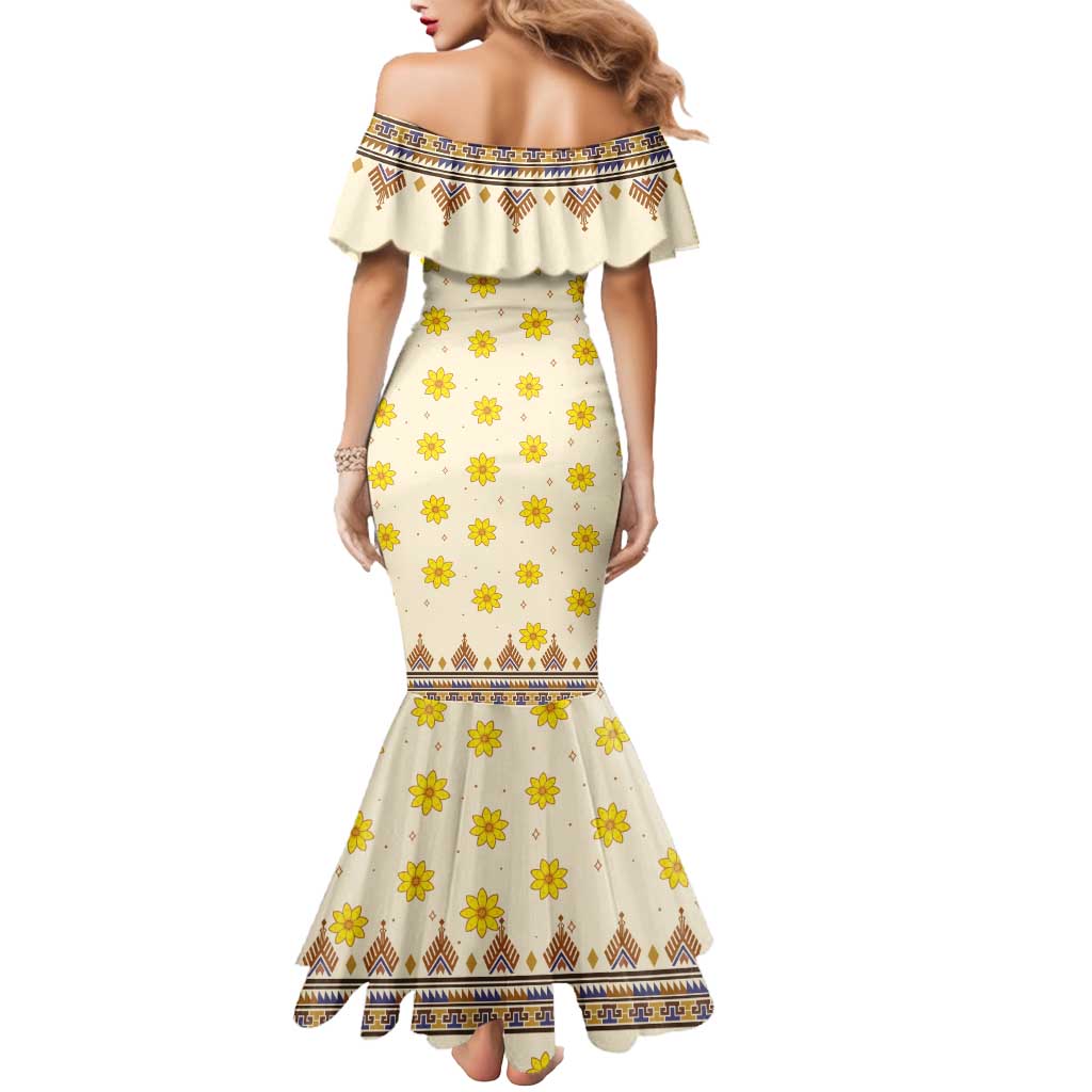 Enkutatash Dashiki Adey Abeba Pattern Mermaid Dress - Wonder Print Shop