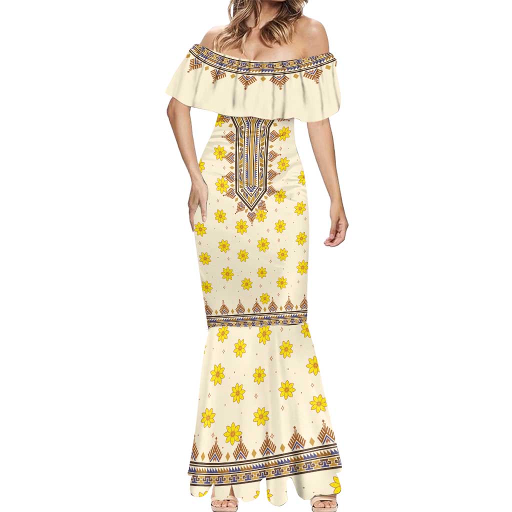 Enkutatash Dashiki Adey Abeba Pattern Mermaid Dress - Wonder Print Shop