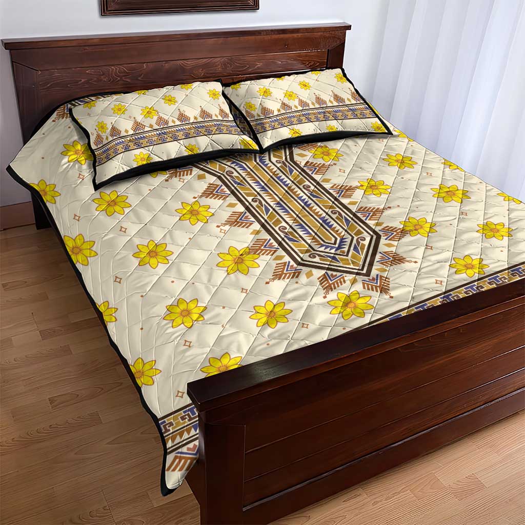 Enkutatash Dashiki Adey Abeba Pattern Quilt Bed Set - Wonder Print Shop
