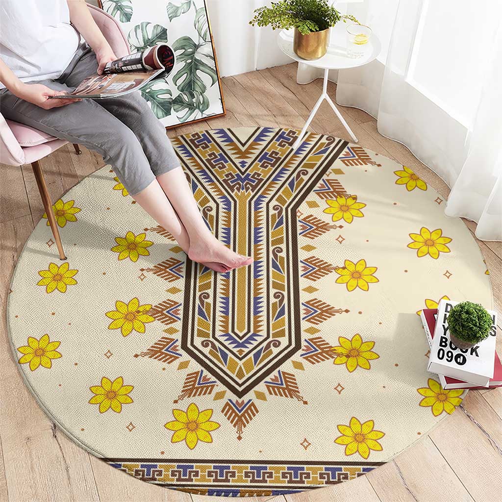 Enkutatash Dashiki Adey Abeba Pattern Round Carpet